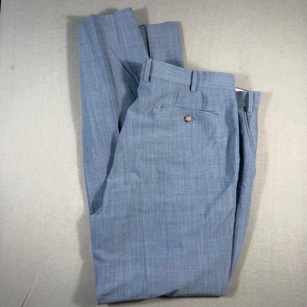Lauren Ralph Lauren Mens 40x34 Blue Wool Blend Sharkskin Dress Pants Trousers